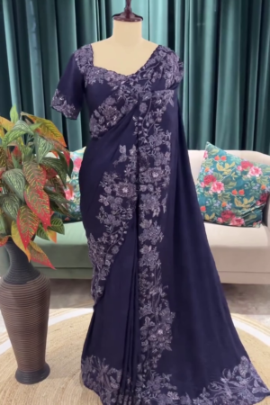 Elegant Navy Blue Saree