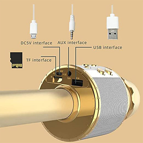 6438 Wireless Bluetooth Recording Condenser Handheld Microphone Bluetooth Speaker Audio Recording Karaoke With Mic (Multicolor 1 Pc)